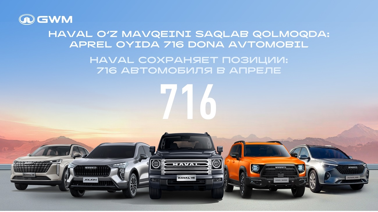 HAVAL o‘z mavqeini saqlab qolmoqda: aprel oyida 716 dona avtomobil