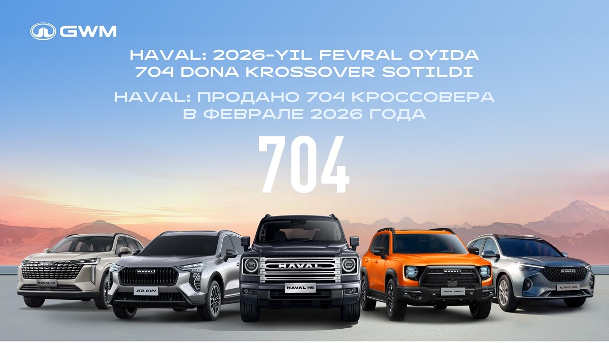 HAVAL: 2026-yil fevral oyida 704 dona krossover sotildi